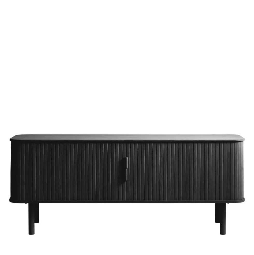 CALLAN Meuble TV aux portes coulissantes en bois strié L160cm