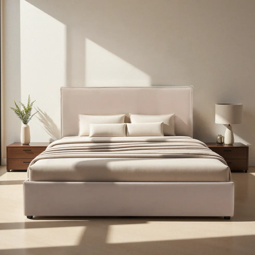 CAMA Lit coffre en velours côtelé 140x190cm