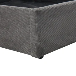 CAMA Lit coffre en velours côtelé 140x190cm