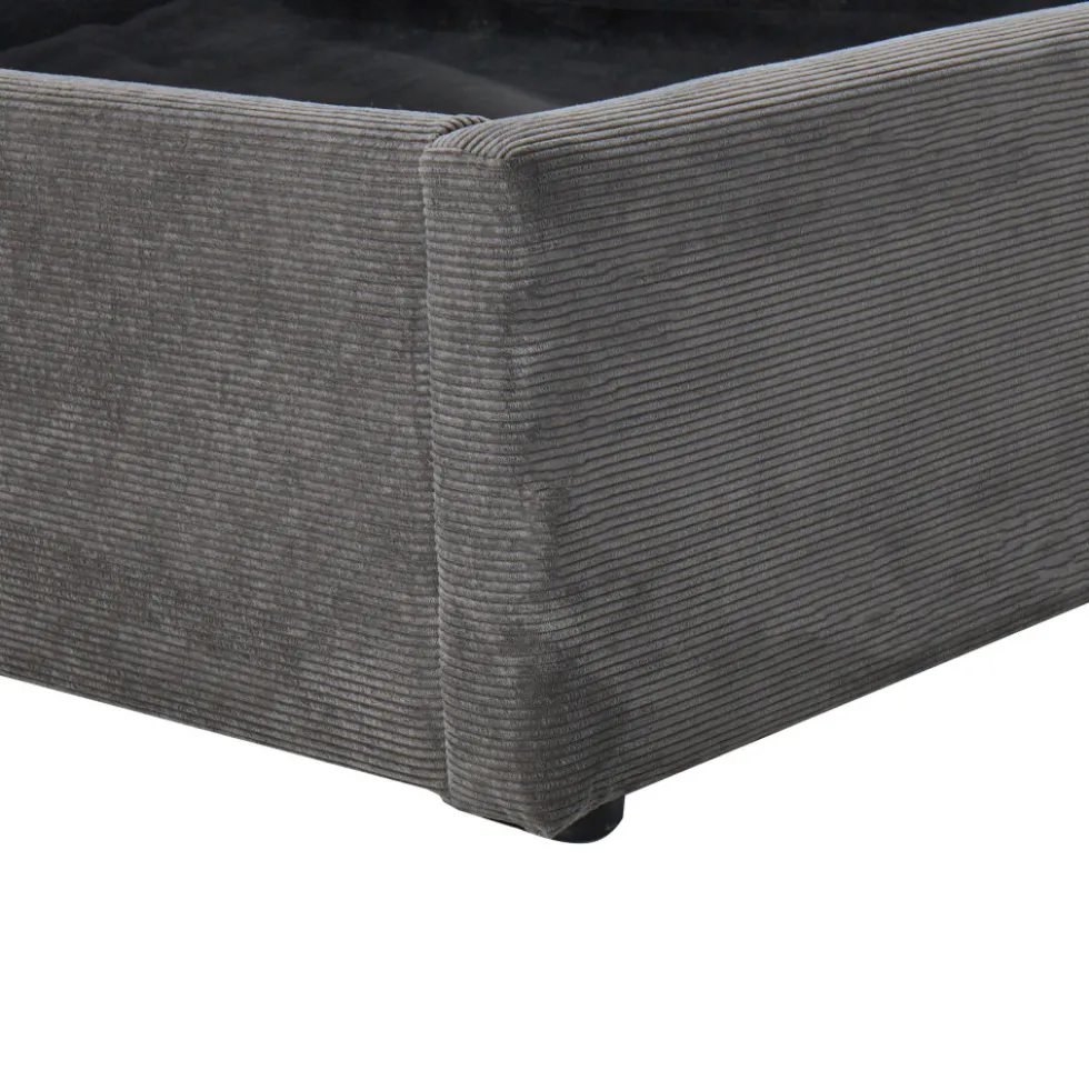 CAMA Lit coffre en velours côtelé 140x190cm