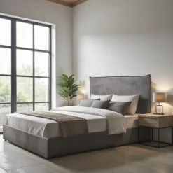 CAMA Lit coffre en velours côtelé 140x190cm