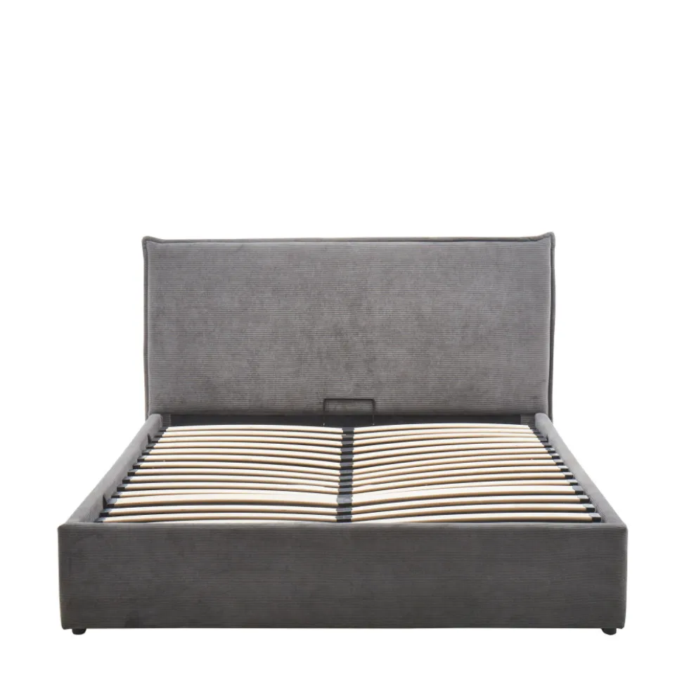 CAMA Lit coffre en velours côtelé 140x190cm
