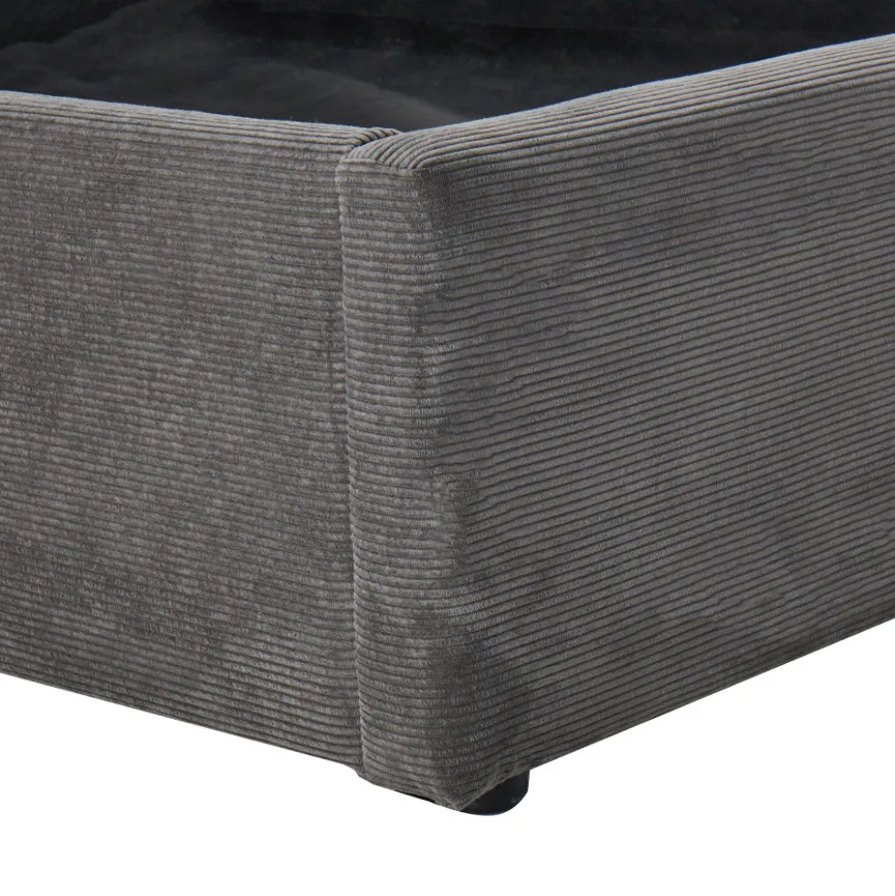 CAMA Lit coffre en velours côtelé 160x200cm