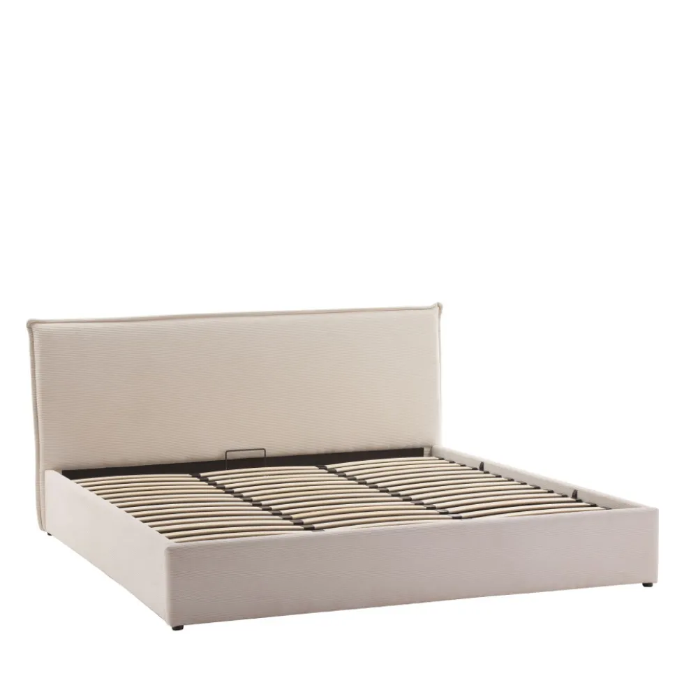 CAMA Lit coffre en velours côtelé 180x200cm