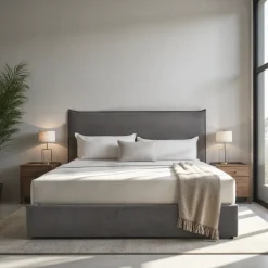 CAMA Lit coffre en velours côtelé 180x200cm