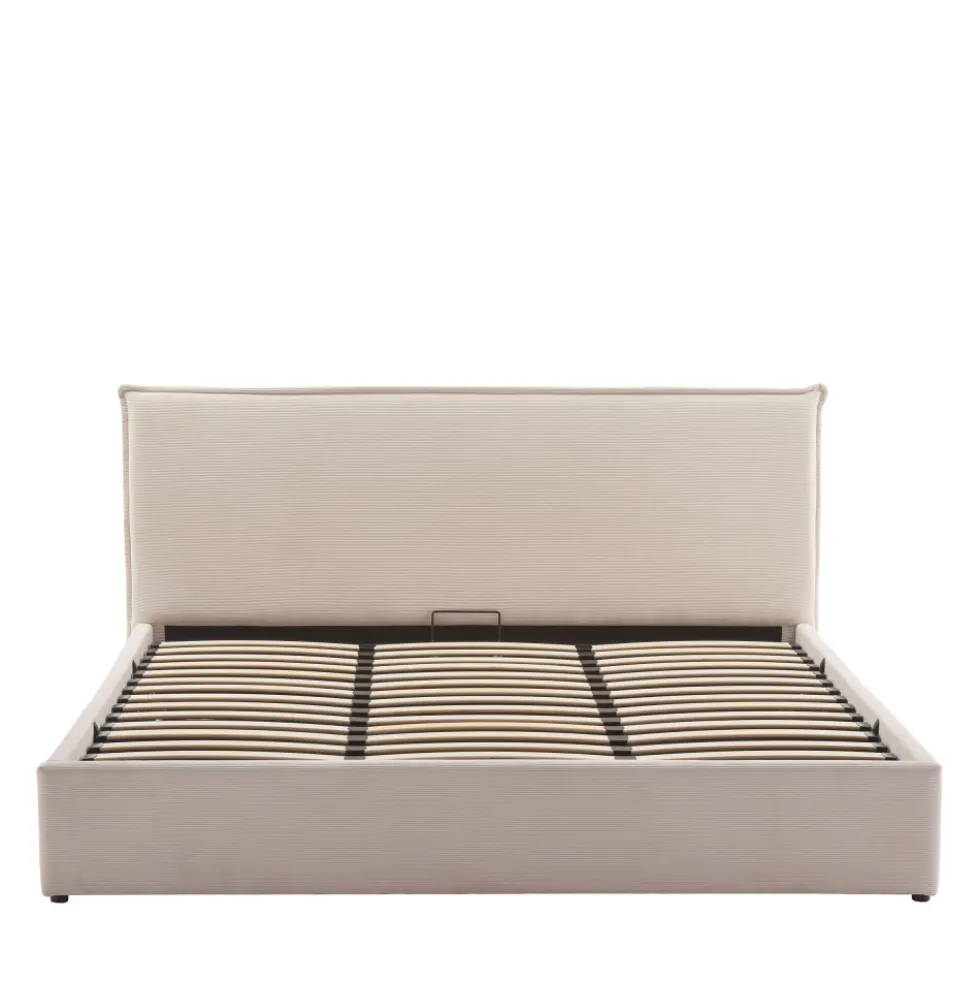 CAMA Lit coffre en velours côtelé 180x200cm