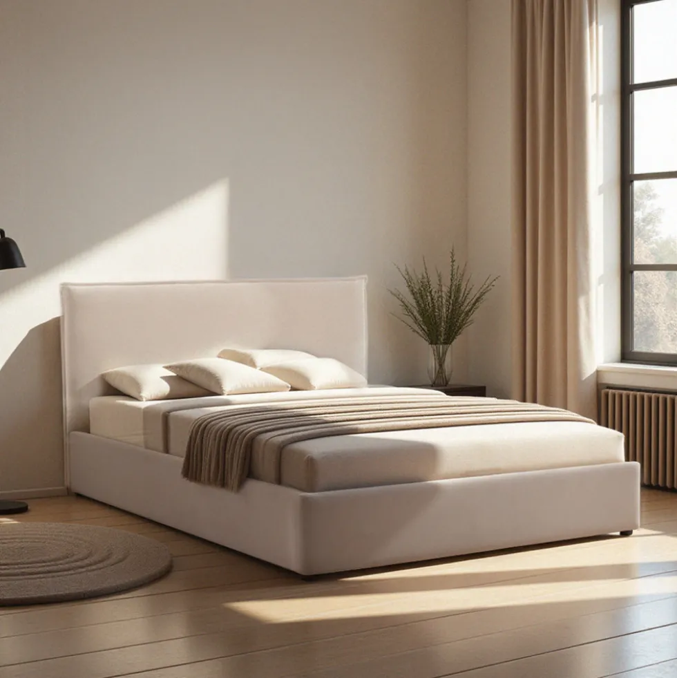 CAMA Lit coffre en velours côtelé 180x200cm