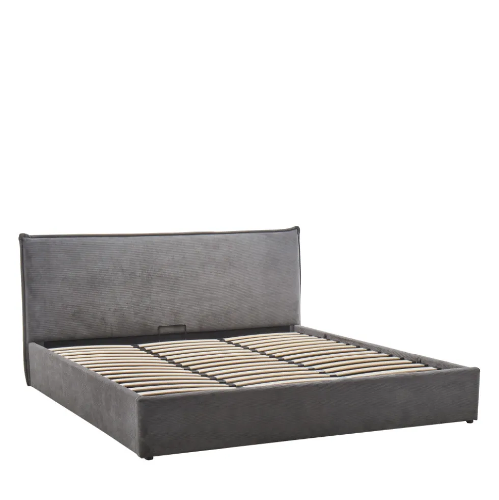 CAMA Lit coffre en velours côtelé 180x200cm