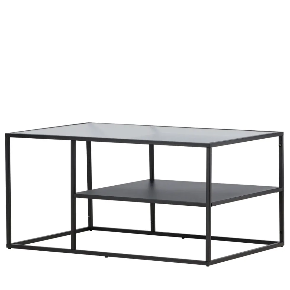CAMPINAS Table basse 2 plateaux en verre et métal