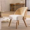 CANDICE Fauteuil en tissu bouclette et rotin