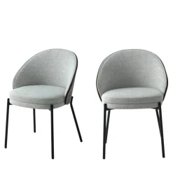 CANELAS Lot de 2 chaises en tissu et métal
