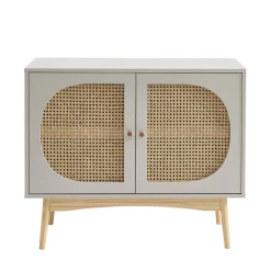 CANNO Buffet 2 portes en bois et cannage L90cm