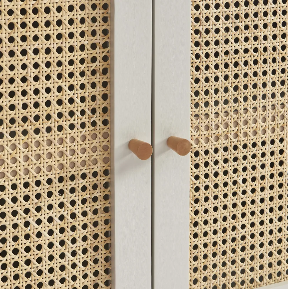 CANNO Buffet 2 portes en bois et cannage L90cm