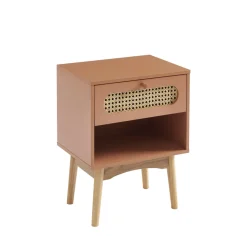 CANNO Table de chevet enfant 1 tiroir en bois et cannage