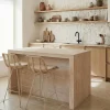 CAPURGANA Lot de 2 chaises de bar design en rotin pieds beige H67cm