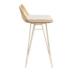 CAPURGANA Lot de 2 chaises de bar design en rotin pieds beige H67cm