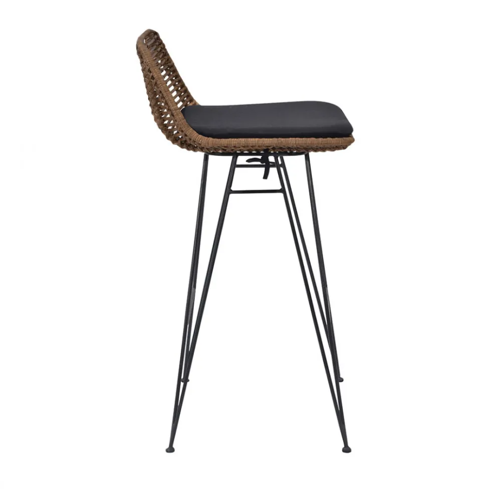 CAPURGANA Lot de 2 chaises de bar design en rotin H 67 cm