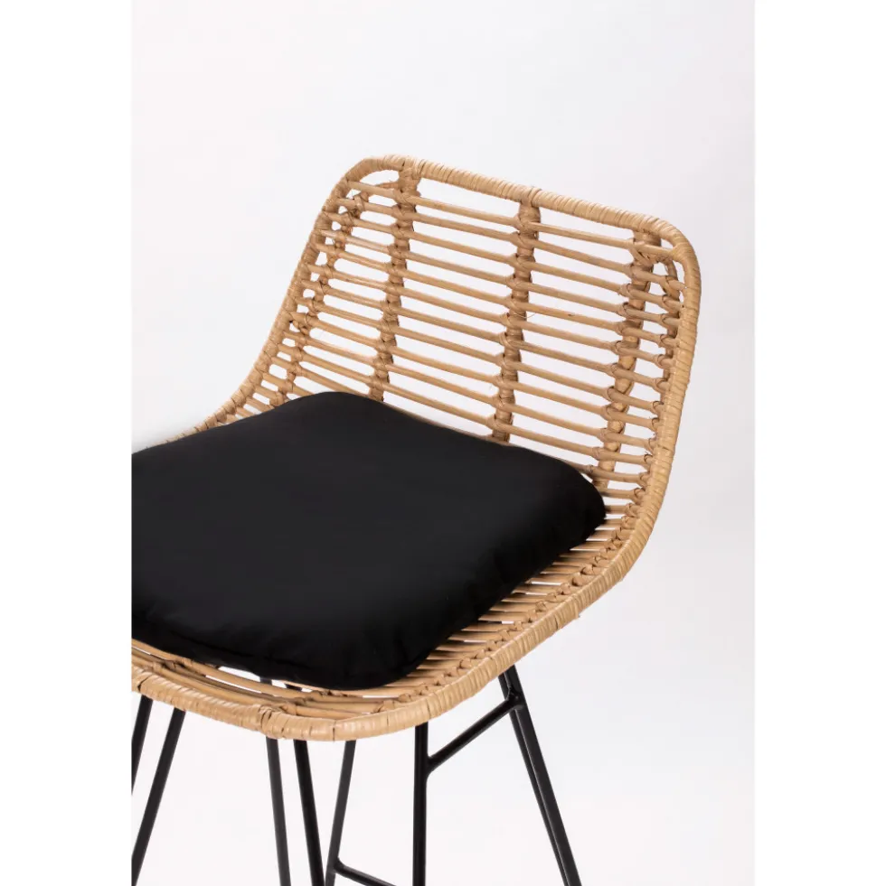 CAPURGANA Lot de 2 chaises de bar design en rotin H 67 cm