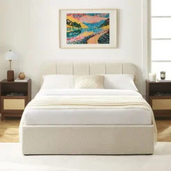 CARMEN Lit coffre en tissu chenille 140x190cm