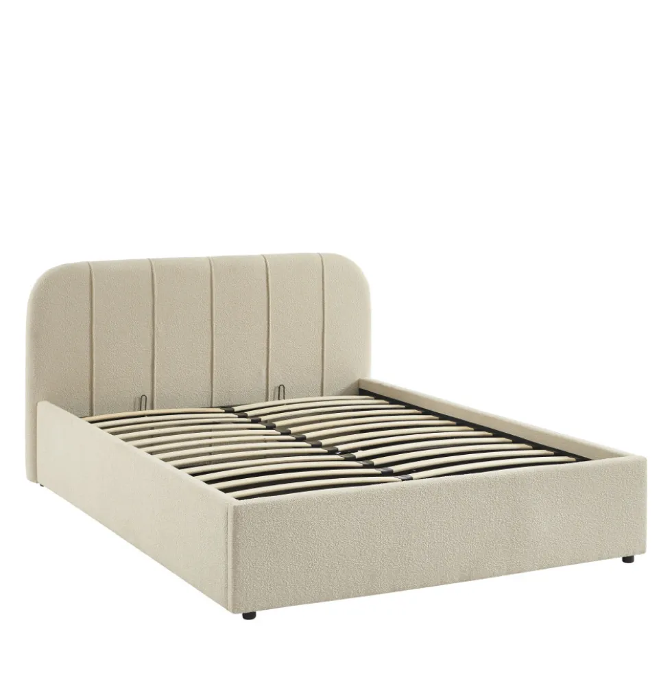 CARMEN Lit coffre en tissu chenille 140x190cm
