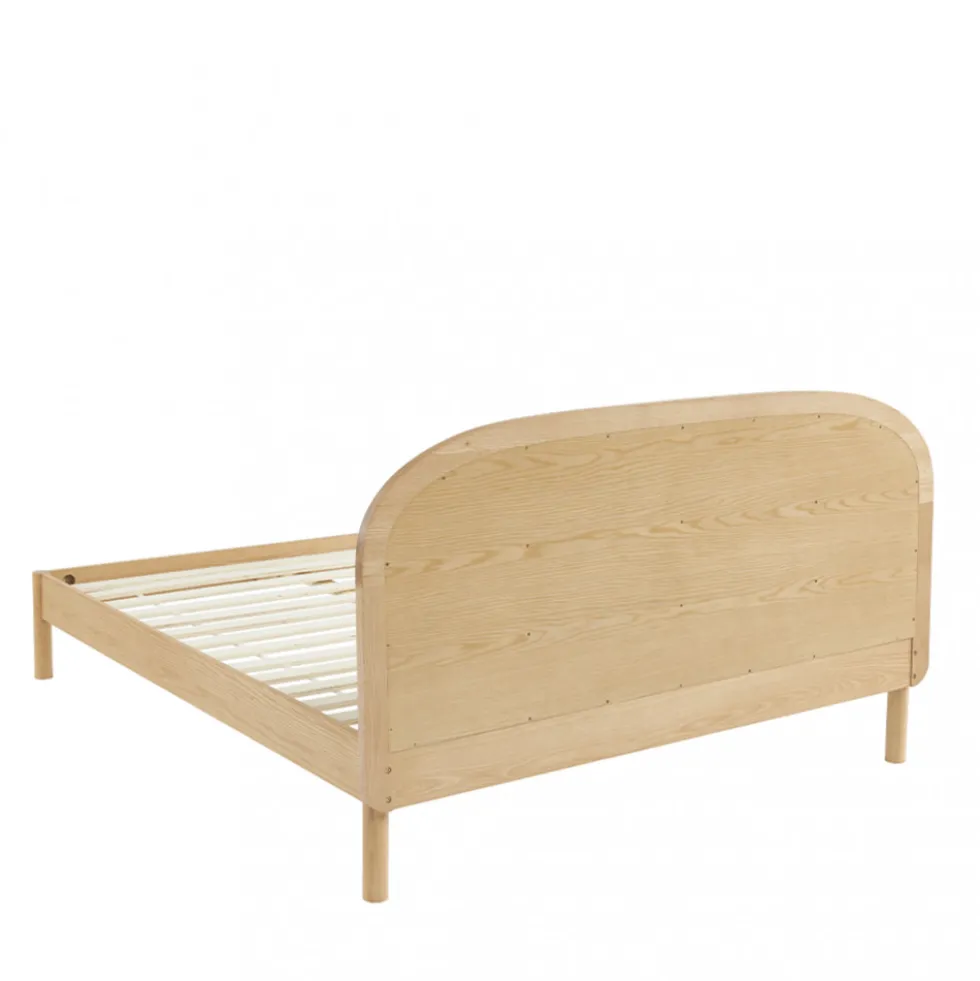 CARRIE Lit en tissu bouclette et bois 160x200cm