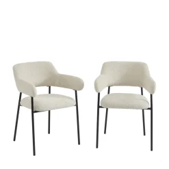 CELESTE Lot de 2 fauteuils de table en tissu et métal