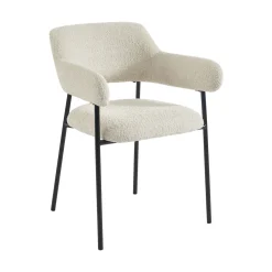 CELESTE Lot de 2 fauteuils de table en tissu et métal