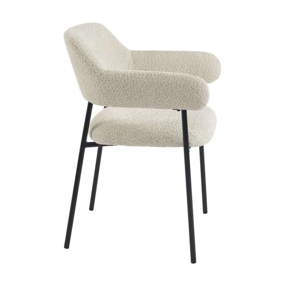 CELESTE Lot de 2 fauteuils de table en tissu et métal