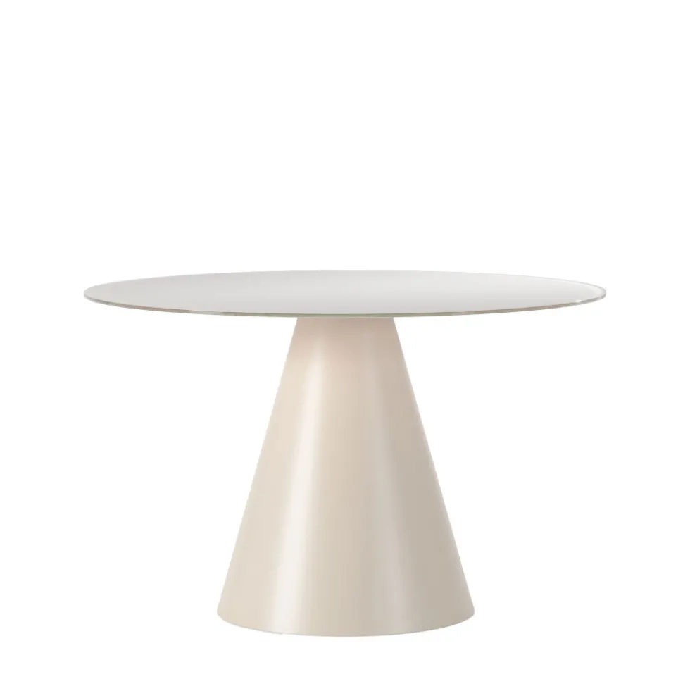 CELESTE Table à manger 4 personnes ronde en verre trempé et métal ø120cm