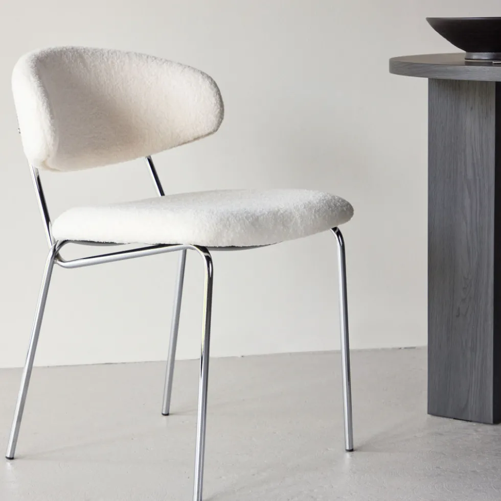 CHICO Lot de 2 chaises en tissu bouclette et métal