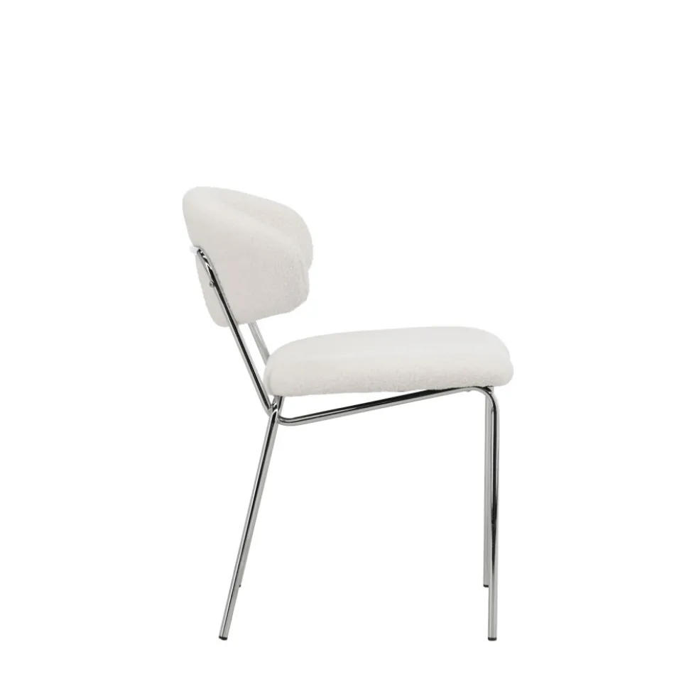 CHICO Lot de 2 chaises en tissu bouclette et métal