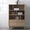 CLANE Bibliothèque 6 niches, 2 portes en bois H140cm