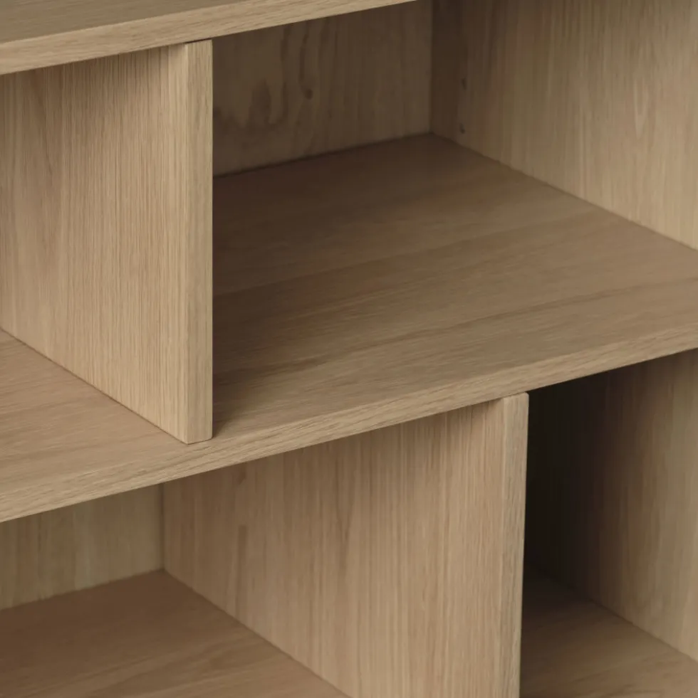 CLANE Bibliothèque 6 niches, 2 portes en bois H140cm