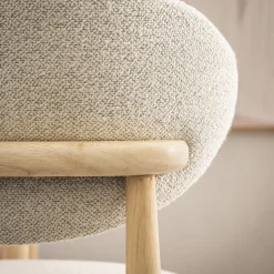 CLARA Lot de 2 chaises en tissu bouclette et bois