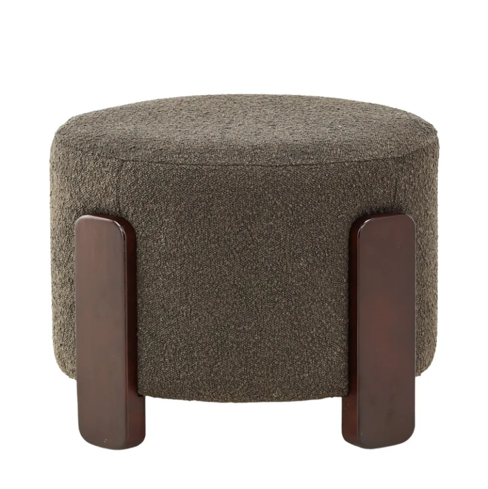 COFFEY Pouf rond en tissu bouclette ø52,5cm