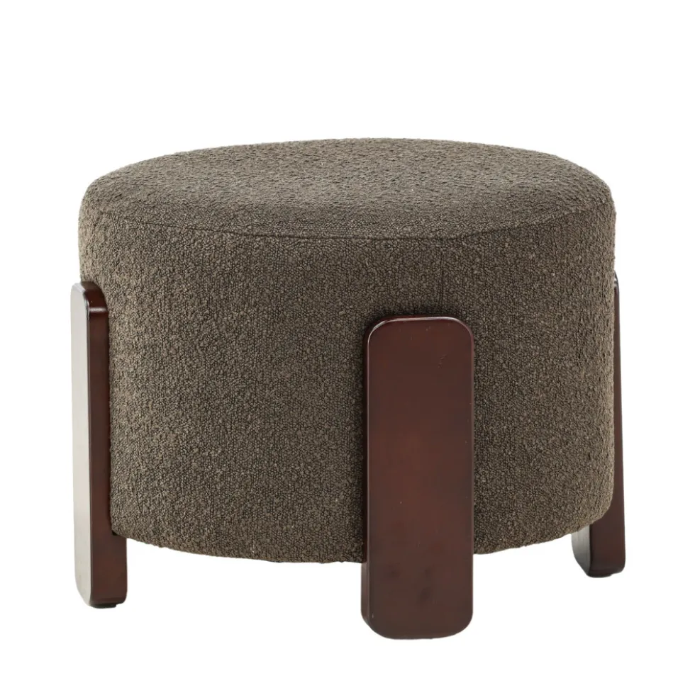 COFFEY Pouf rond en tissu bouclette ø52,5cm