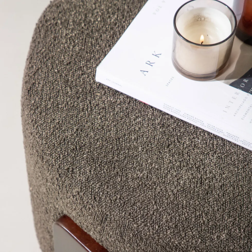 COFFEY Pouf rond en tissu bouclette ø52,5cm