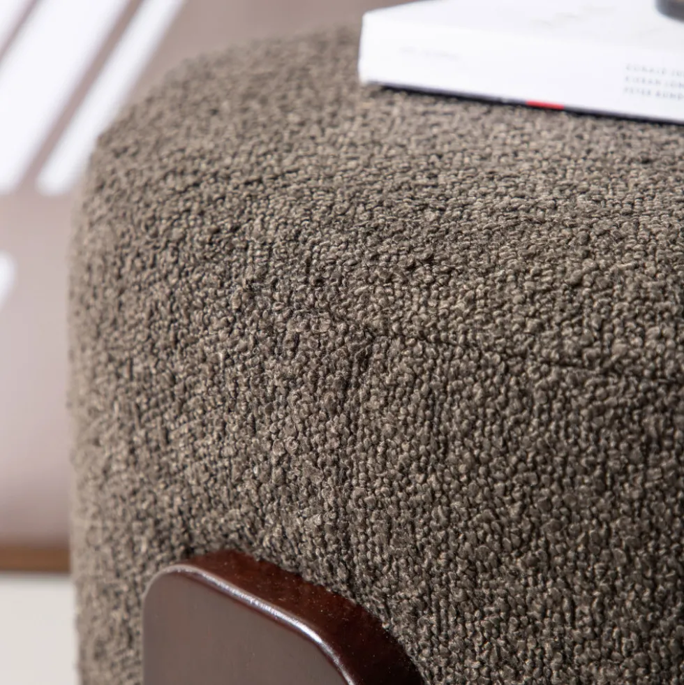 COFFEY Pouf rond en tissu bouclette ø52,5cm