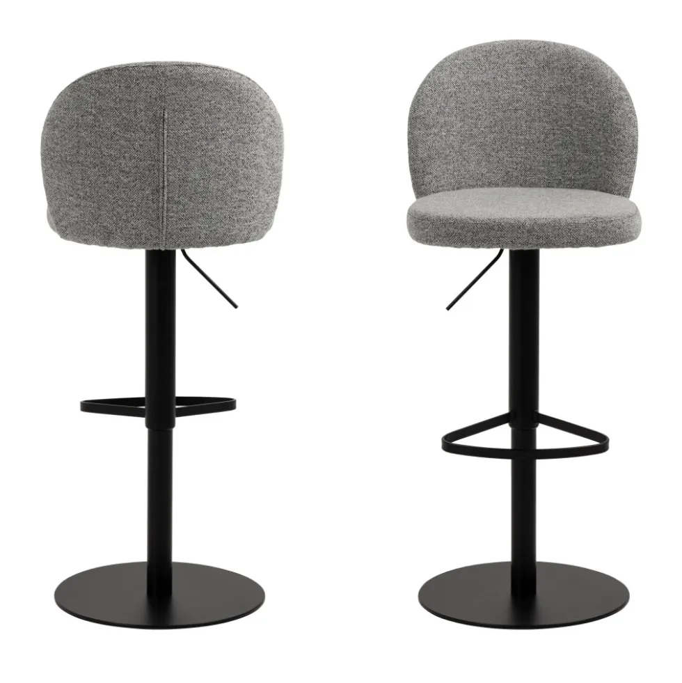 COLOBURA Tabouret de bar réglable en tissu et métal H55-80cm