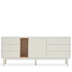 CORVO Buffet 1 porte 6 tiroirs en bois L180cm