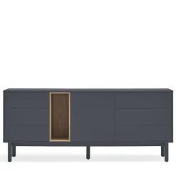 CORVO Buffet 1 porte 6 tiroirs en bois L180cm