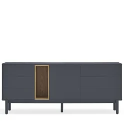 CORVO Buffet 1 porte 6 tiroirs en bois L180cm