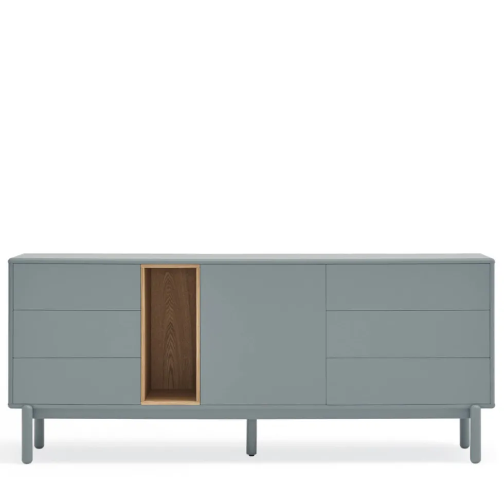 CORVO Buffet 1 porte 6 tiroirs en bois L180cm