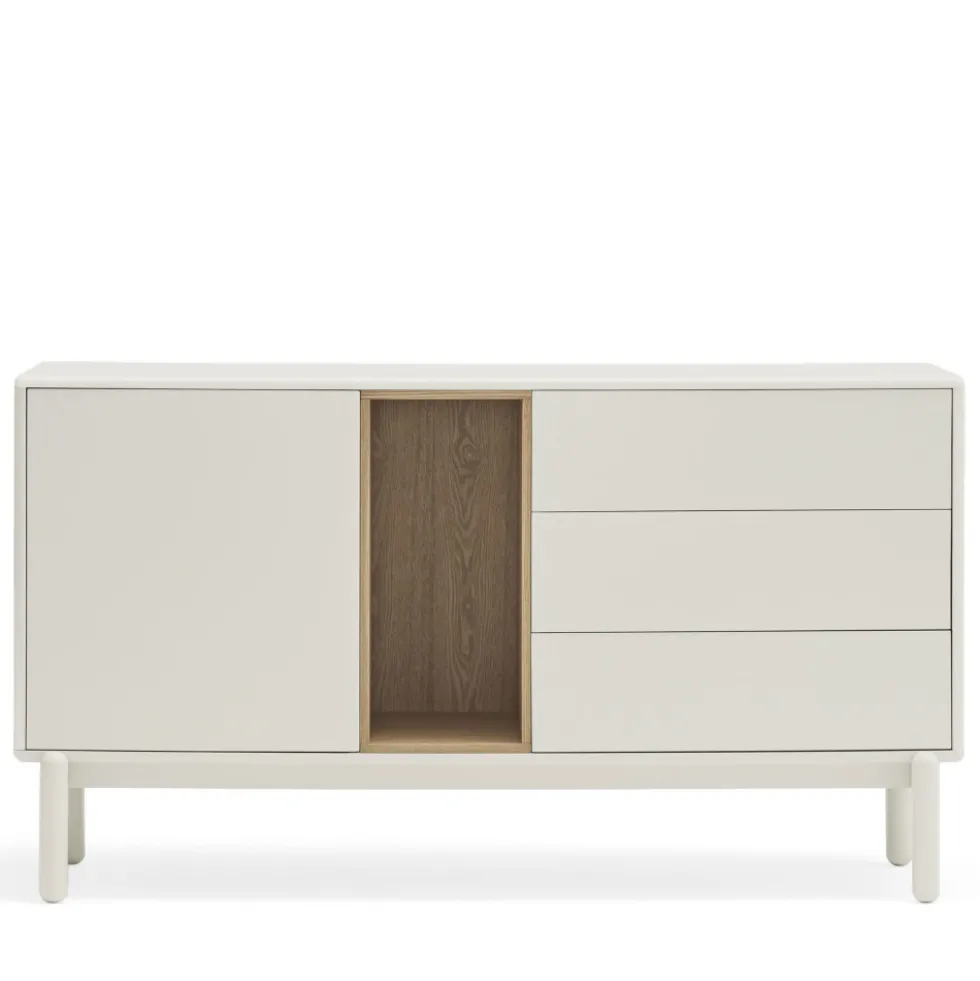CORVO Buffet 1 porte 3 tirois en bois L136,8cm