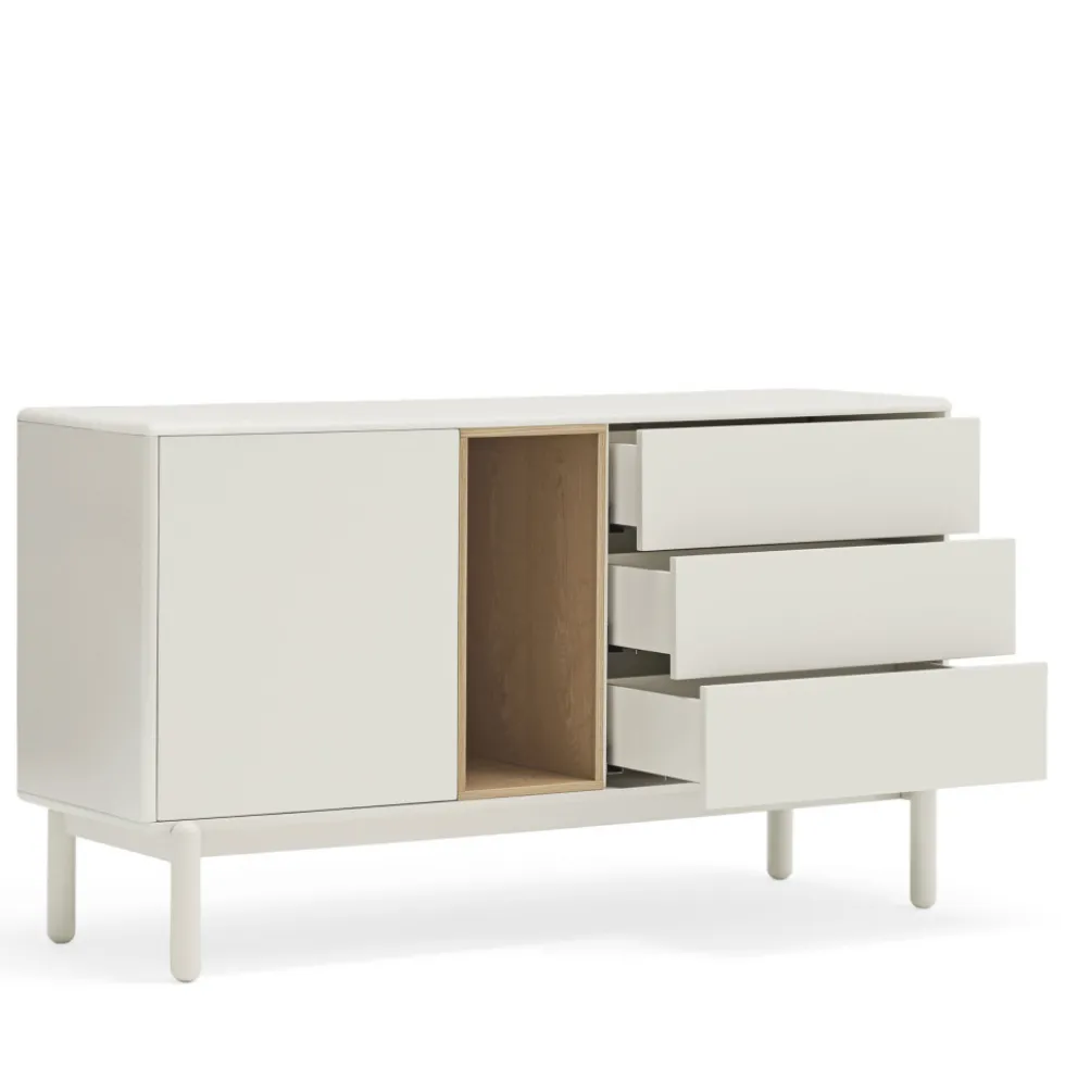 CORVO Buffet 1 porte 3 tirois en bois L136,8cm