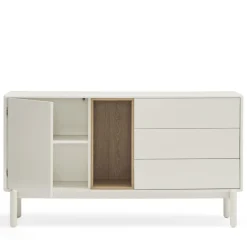 CORVO Buffet 1 porte 3 tirois en bois L136,8cm