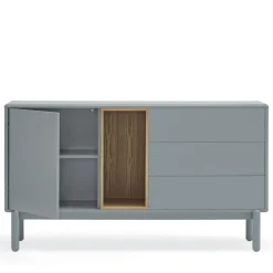 CORVO Buffet 1 porte 3 tirois en bois L136,8cm