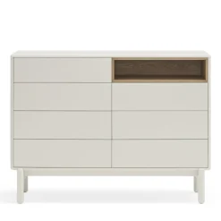 CORVO Commode 7 tiroirs 1 niche en bois L120xH90cm