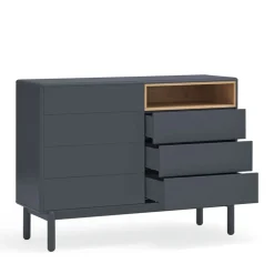 CORVO Commode 7 tiroirs 1 niche en bois L120xH90cm