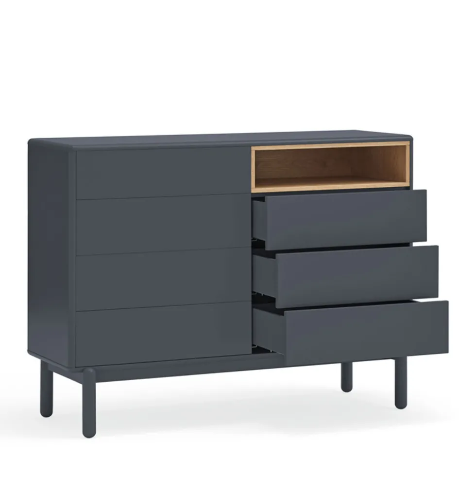 CORVO Commode 7 tiroirs 1 niche en bois L120xH90cm